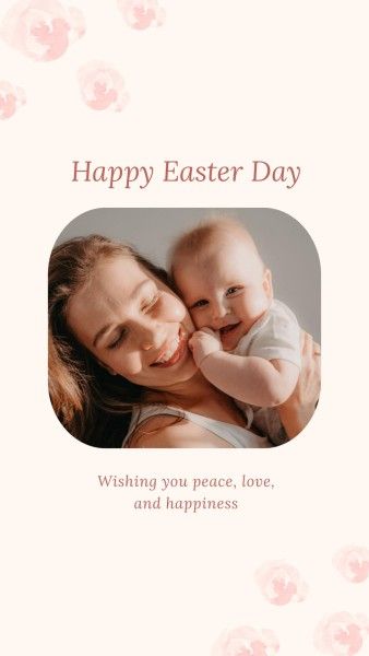 love, greeting, celebration, Pale Pink Happy Easter Collage Instagram Story Template