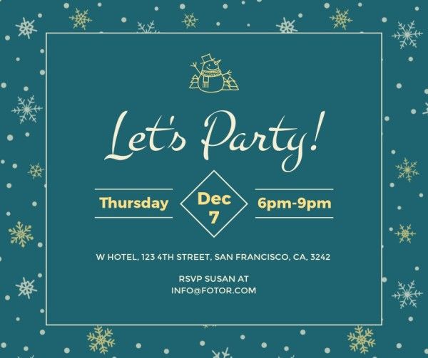 celebration, holiday party, invitation, Green Christmas Party Facebook Post Template
