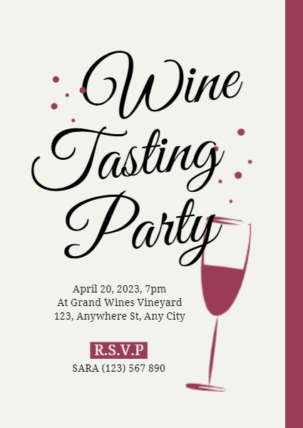 Red Glass Wine Tasting Party Invitation