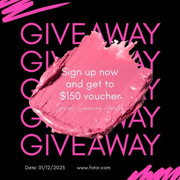 giveaway, e-commerce, online shopping, Black Friday Beauty Countdown Instagram Post Template