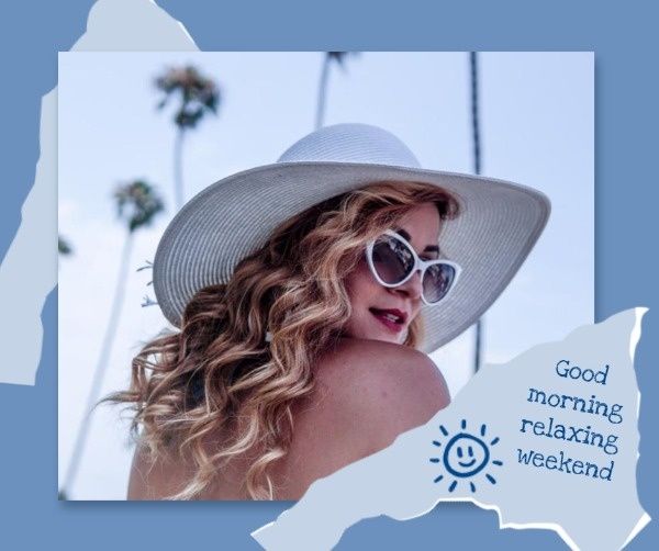 girl, relaxing, holiday, Blue And Fashion Relax Morning Facebook Post Template