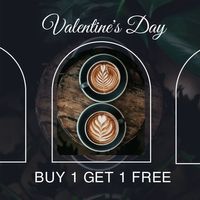 cafe, coffee time, relax, Black Valentine's Day Coffee  Instagram Post Template