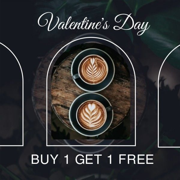 cafe, coffee time, relax, Black Valentine's Day Coffee  Instagram Post Template