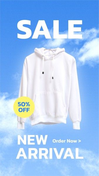 sale, promotion, hoodie, Blue Sky Background New Arrival Product Photo Instagram Story Template