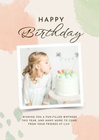 celebration, greeting, photo, Soft Green And Beige Watercolor Happy Birthday Poster Template