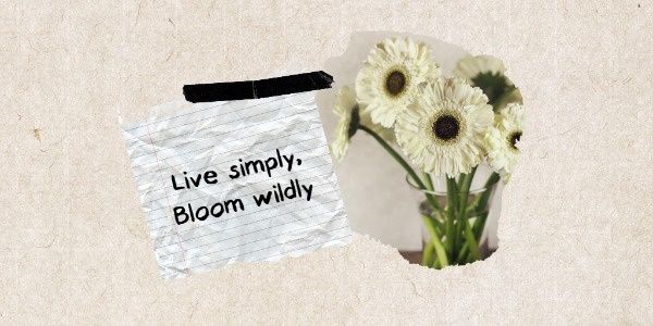 シンプルな大理石の背景の花の引用 Twitter画像