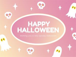 trick or treat, cartoon, cute, Pink Happy Halloween Wish Card Template