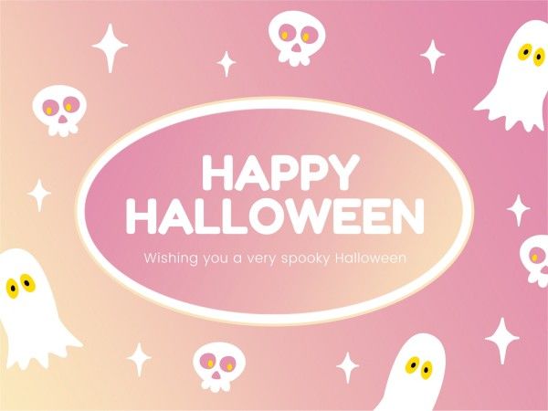 Pink Happy Halloween Wish Card