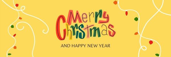 banner, holiday, greeting, Yellow Illustration Merry Christmas Twitter Cover Template