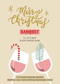 celebrate, party, event, Yellow Christmas Banquet Invitation Template