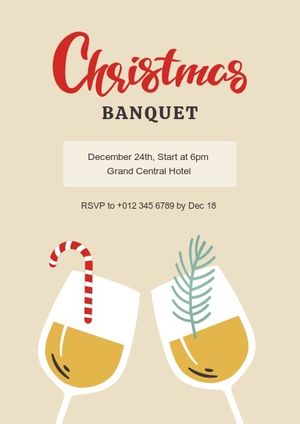 celebrate, party, event, Yellow Christmas Banquet Invitation Template