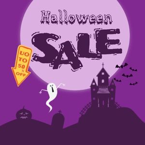 hallpween, pumpkin, festival, Purple Halloween Holiday Sale Instagram Post Template