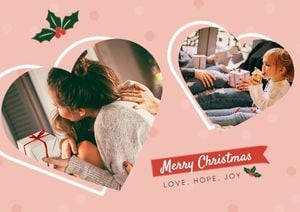 family, party, gathering, Pink Merry Christmas Post Card Postcard Template
