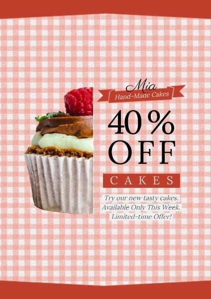cakes, store, cake store, Pink Cake Discount Sale Poster Template