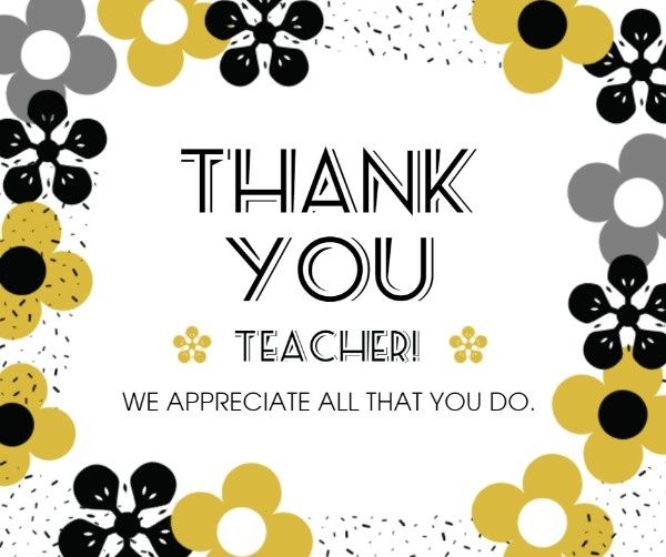 flower, thanks, simple, Floral World Teacher's Day Thank You Facebook Post Template