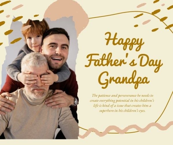father's day, dad, grandpa, Beige Happy Fathers Day Facebook Post Template