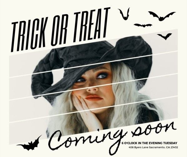 spooky, fun, life, Halloween Trick Or Treat Coming Soon Post Facebook Post Template