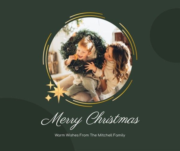 绿色圣诞愿望爱家庭拼贴画 Facebook帖子