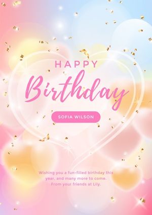 Pink Blurry Hearts Background Happy Birthday Poster Template and Ideas for  Design | Fotor