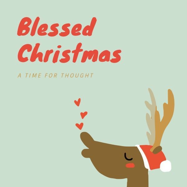 life, season, lifestyle, Cute Reindeer Kiss Christmas Instagram Post Template
