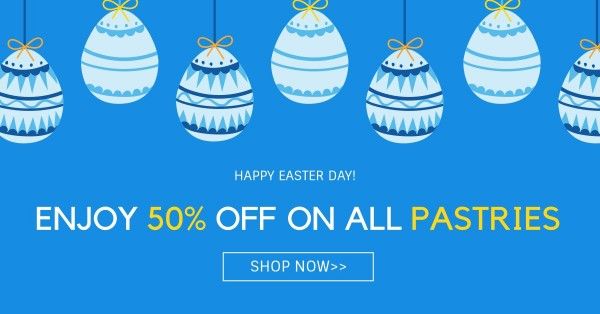 simple,  modern,  business, Blue Background Of Happy Easter Festival Facebook App Ad Template