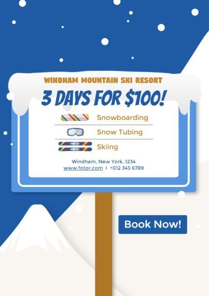 sale, season, skiing, Winter Ski Resort Flyer Template