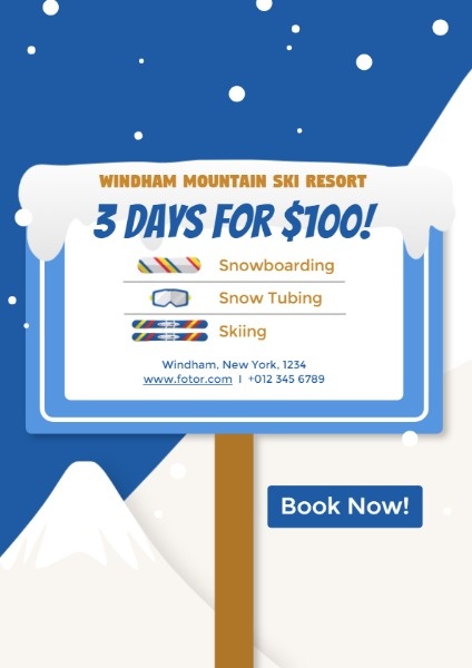 冬季滑雪胜地 宣传单