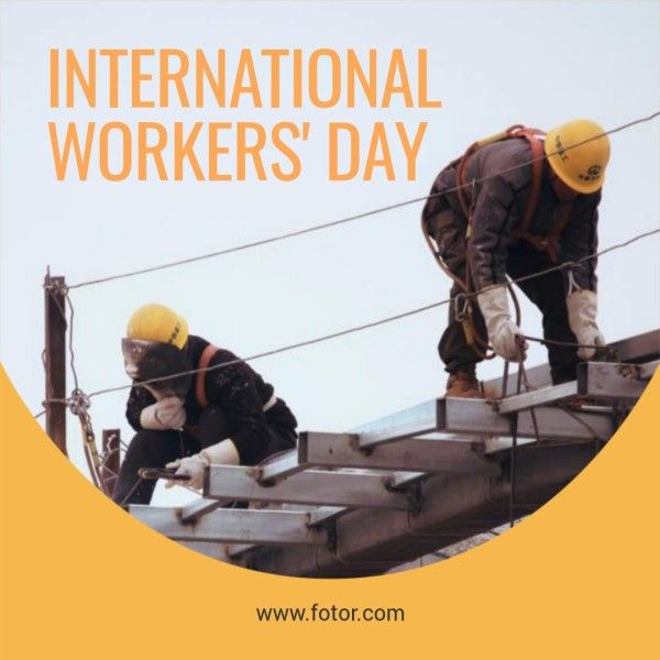 greeting, celebration, celebrate, Orange Simple International Workers' Day Instagram Post Template