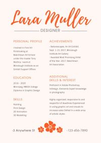 Free Artist Resume Templates to - Designer Flower Art Resume C953afa79b3d48d68c026d4e9cc01abe 