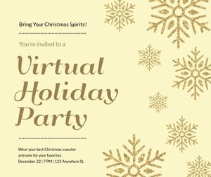 simple, party, snow, Yellow Christmas Holiday Invitation Facebook Post Template