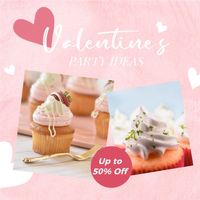 promotion, discount, food, Pink Valentines Day Cake Bakery Sale Instagram Post Template