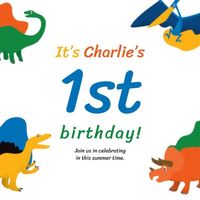 invitation, anniversary, life, Charlie's 1st Birthday Party Instagram Post Template
