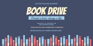 donate, donation, book donation, Book Drive Blue Twitter Post Template
