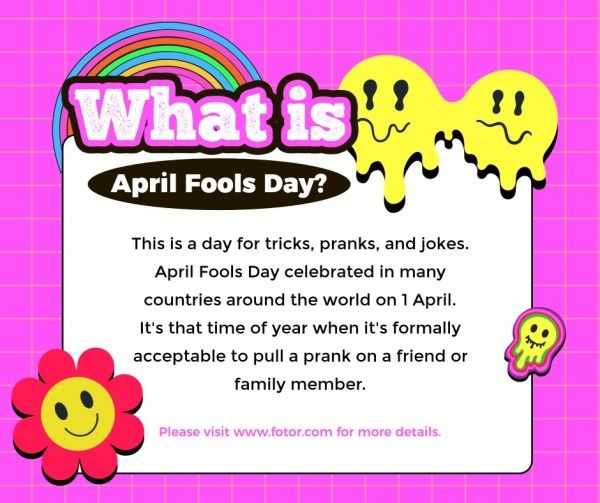 event, celebration, festival, Magenta Groovy Illustrated April Fools' Day  Facebook Post Template