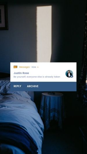 bed, house, bedroom, Black Be Yourself Instagram Story Template