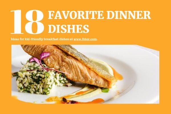 recipe, cook, food, Orange Background Dinner Dishes  Blog Title Template