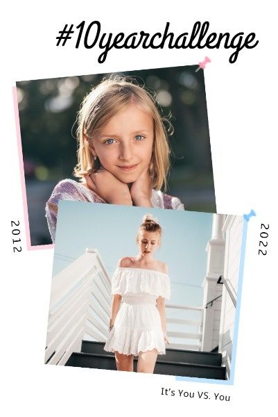 compare, comparison, time, 10 Year Challenge Collage Pinterest Post Template