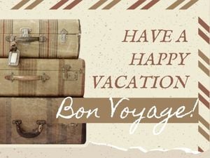 happy, happy vacation, holiday, Vintage Vacation Travel Bon Voyage Card Template