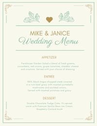 优雅的婚礼 英文菜单