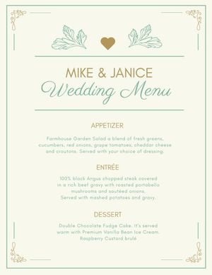 dinner, food, cuisine, Elegant Wedding Menu Template