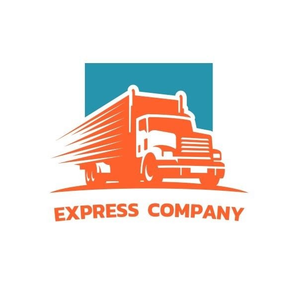 青とオレンジのレトロトラック貨物ロジスティック ロゴ
