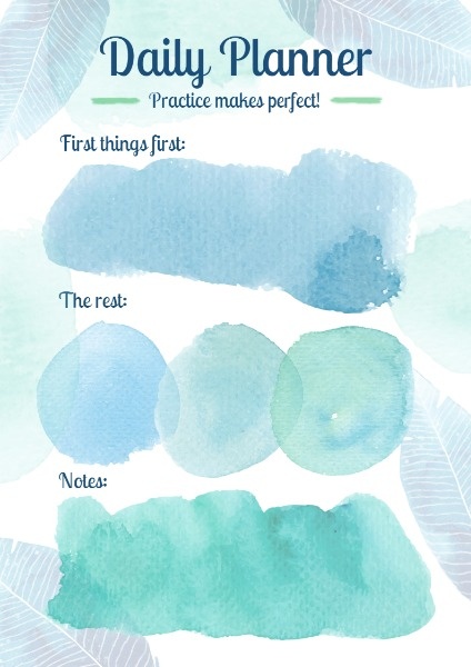 Green Watercolor Daily Planner Planner