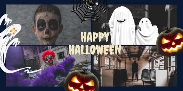 Ghost And Pumpkin Halloween Collage Twitter Post