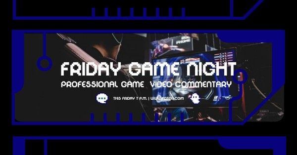 Blue Profession Video Game Night Facebook Event Cover