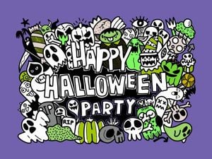 trick or treat, cute, vector, Purple Skull Cartoon BooHappy Halloween Wish  Card Template