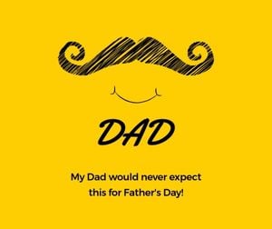 dad, gift, surprise, Yellow Illustrated Father's Day Facebook Post Template