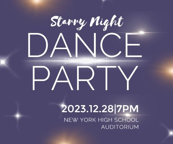 invitation, greeting, gathering, Sparkling Dance Party Facebook Post Template