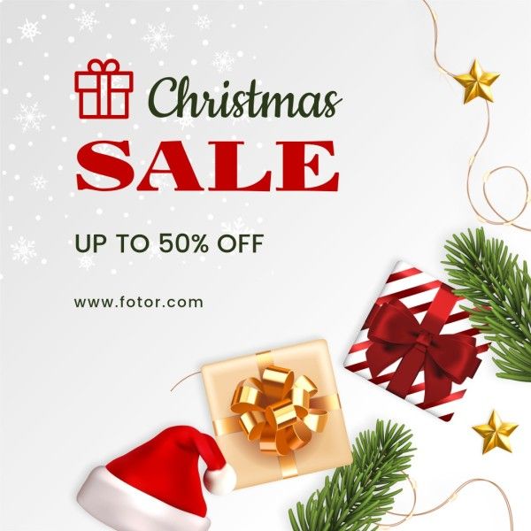 discount, 3d, elegant, Holiday Christmas Sale Promotion Instagram Post Template