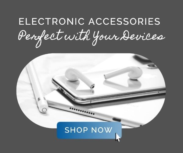 electronics, gadget, sales, Grey Electronic Accessories Banner Ads Facebook Post Template