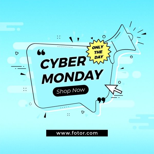 sale, social media, november, Blue Cyber Monday Shop Now Instagram Post Template